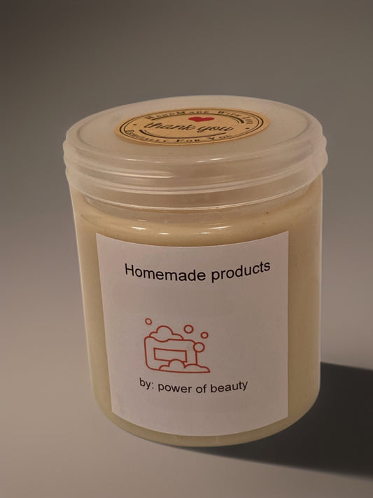 Moisturizing homemade lotion in a transparent jar with a golden seal, highlighting its natural and handcrafted qualities.
